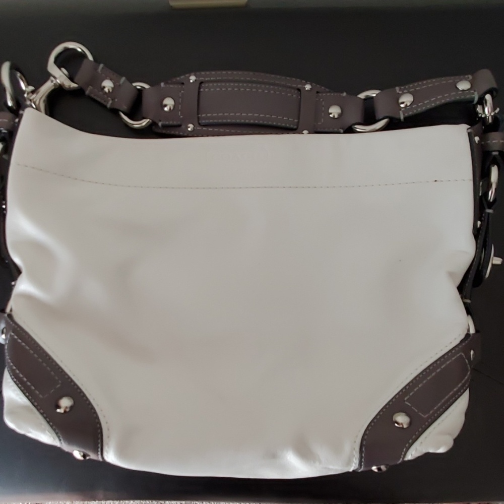 Winter white & dark gray Coach purse